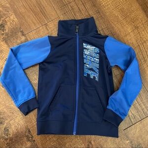 Nike boy jacket full zip XS extra small/4 blue navy blue white